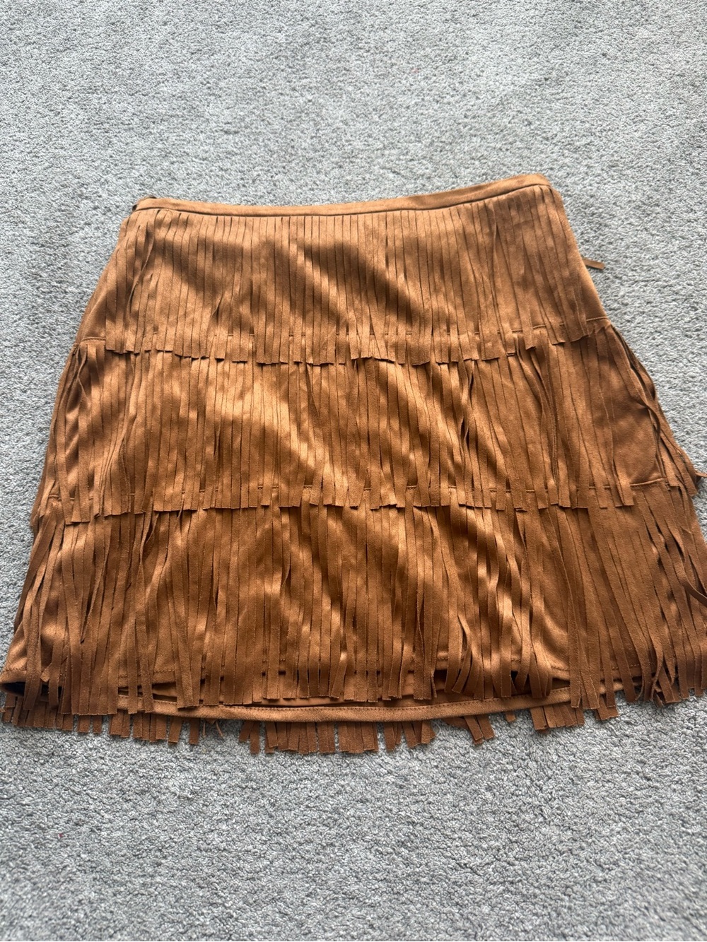 Universal Thread Suede Fringe Mini Skirt in Light Brown